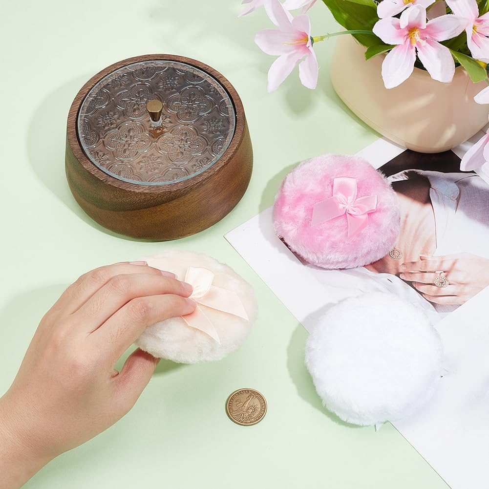 NBEADS 3 spugnette grandi per cosmetici e 1 contenitore in legno