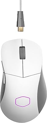 Cooler Master MM731 Souris Gamer RGB-LED Sans Fil Hybride, Ultralégère 59g - Capteur Optique 19K DPI PAW3370, Switches Optiques 70 Millions de Clics, MasterPlus+ (38K DPI, PC), Ergonomique - Blanc Mat