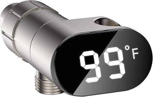JDO Soporte de montaje para termómetro de ducha con pantalla LED para brazo de ducha y manguera, IPX7 impermeable, adecuado para cocina y baño