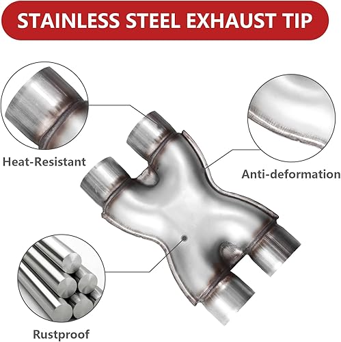 Miniatura 10 de Tubo de escape universal de acero inoxidable 409, conector adaptador de escape doble de 2.5 pulgadas a 2.5 pulgadas para camión de automóvil, 10