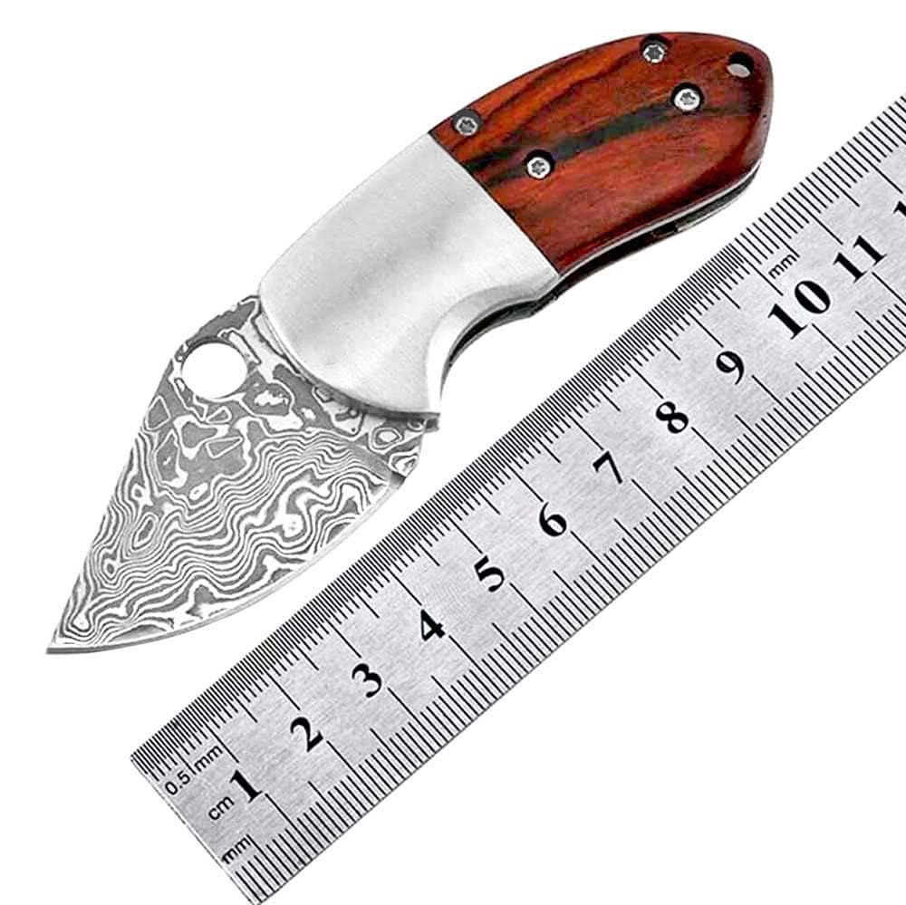 Taschenmesser Damast Klappmesser Kleines Scharfes Damaszener Holzgriff Aus Geschmiedet Damaskus Edelstahl messer klinge loch Outdoor Edc Messer Survival mini Einhandmesser Damaststahl messer Förderung