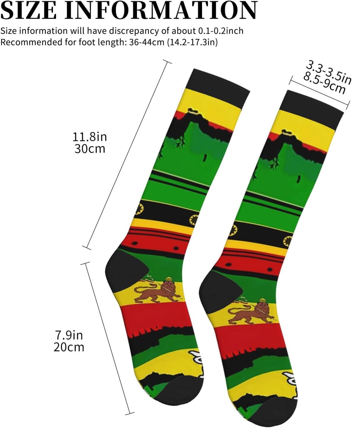 Lion Of Judah Rasta Rastafari Jamaica Reggae Tight Fitting Women'S Men'S Knee High Running Socks
