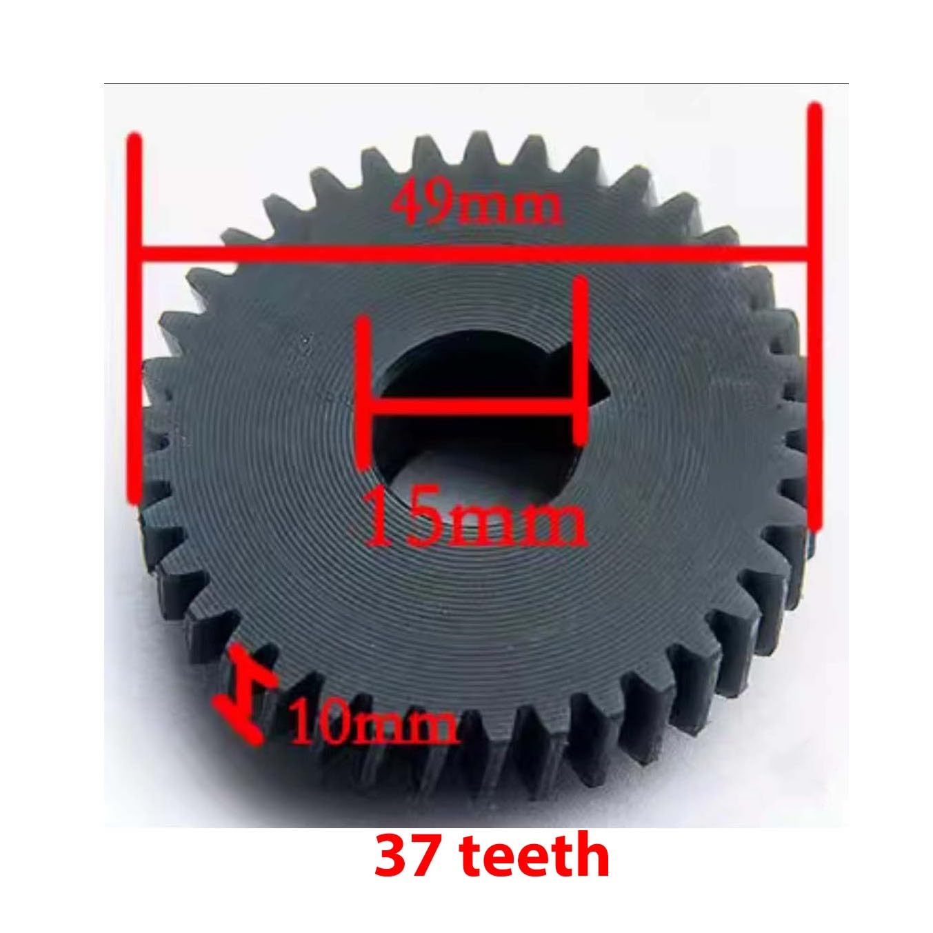 Arbre pignon 1pc 37 Teeth Nylon Spur Gear Milling Machine Plastic Drive Gears 15mm Inner Hole Milling Machine Nylon Driver Gear Transmission moteur
