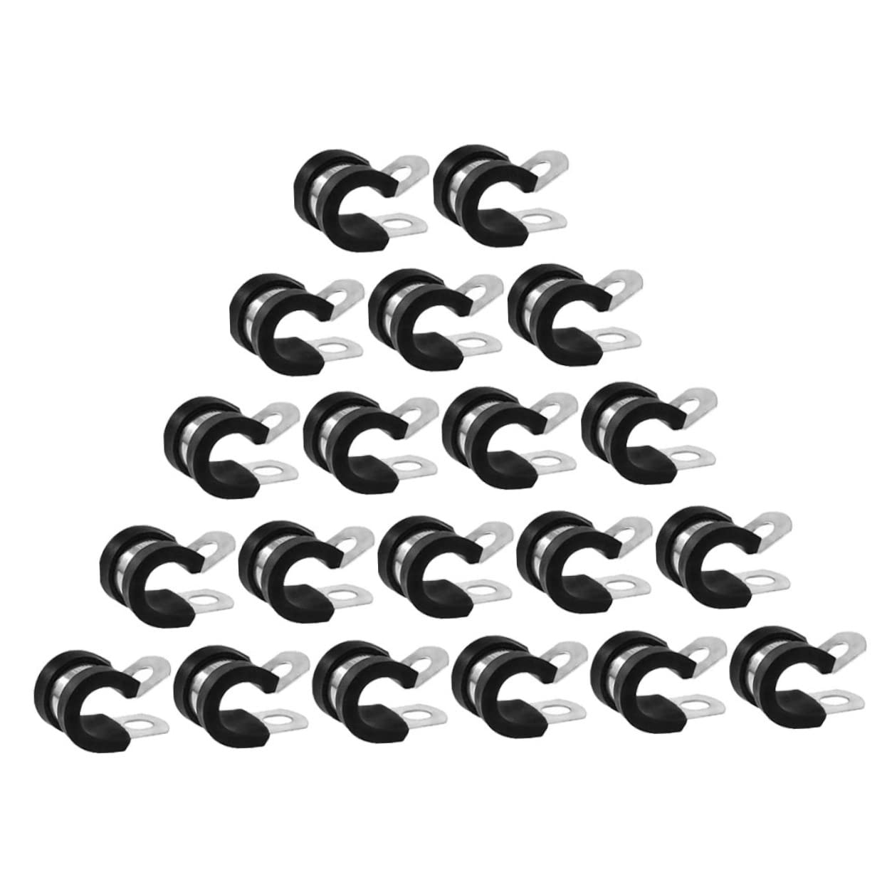 HOMSFOU 20pcs Galvanized Stainless Steel Tube Clamp Insulated Wire Cable Clamp Set