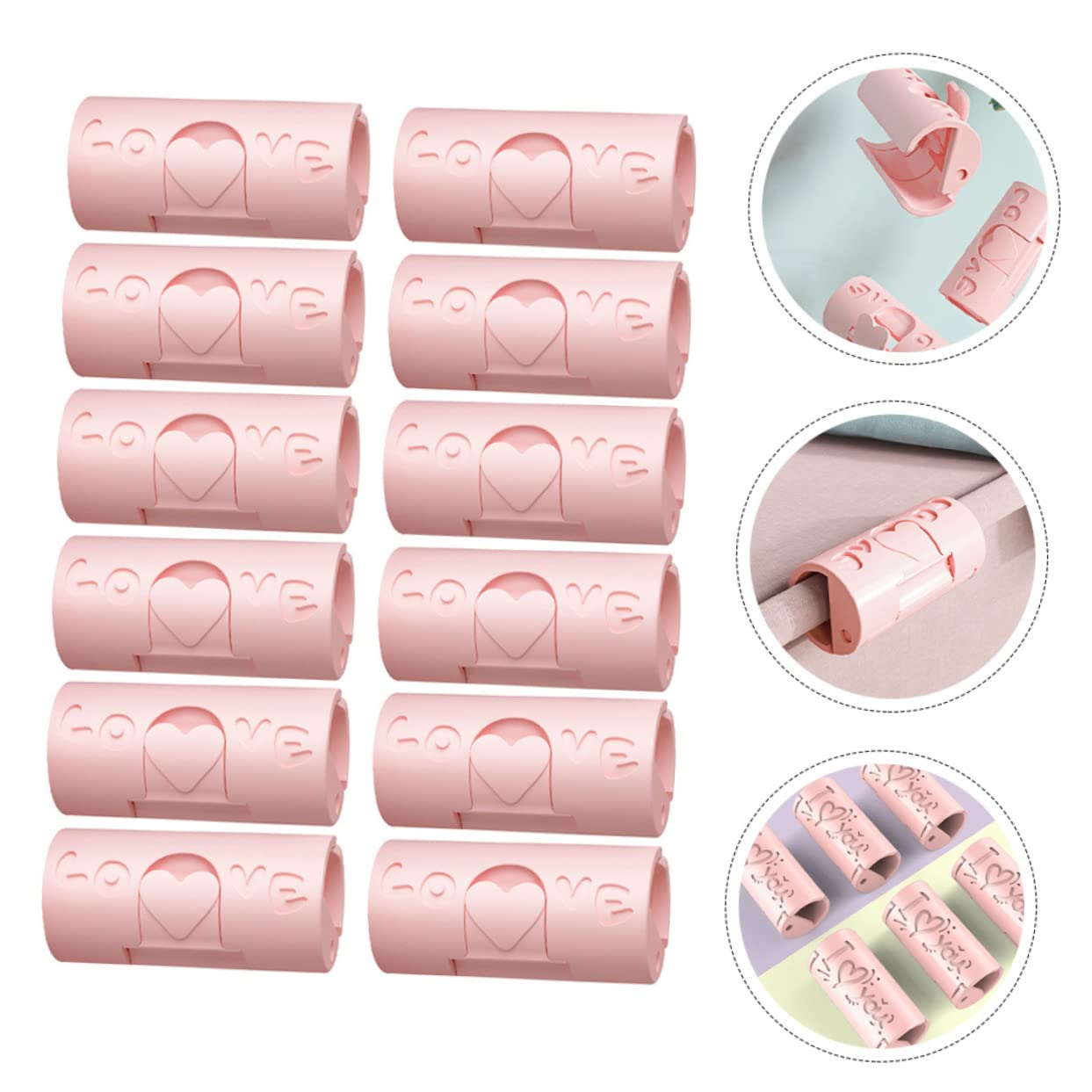 BESTYASH 12Pcs Windproof Quilt Clips Non Slip Sofa Mat Fasteners for Household Use Pink Bed Holders for Securing Bedding and Preventing Comforter Movement