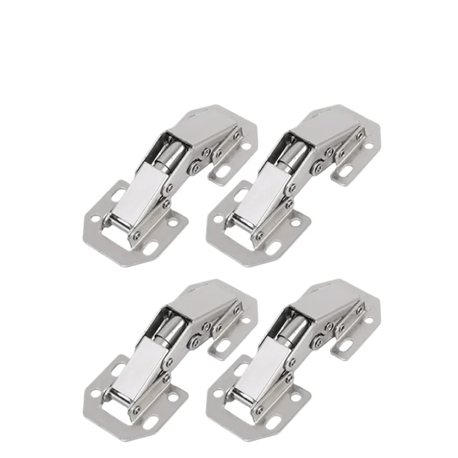 Iklaaqetbxps 4Pcs 90 Degree No-Drill Hydraulic Buffer Hinges, Silver Hardware Accessories For Cupboard And Cabinet Doors(4Pcs)