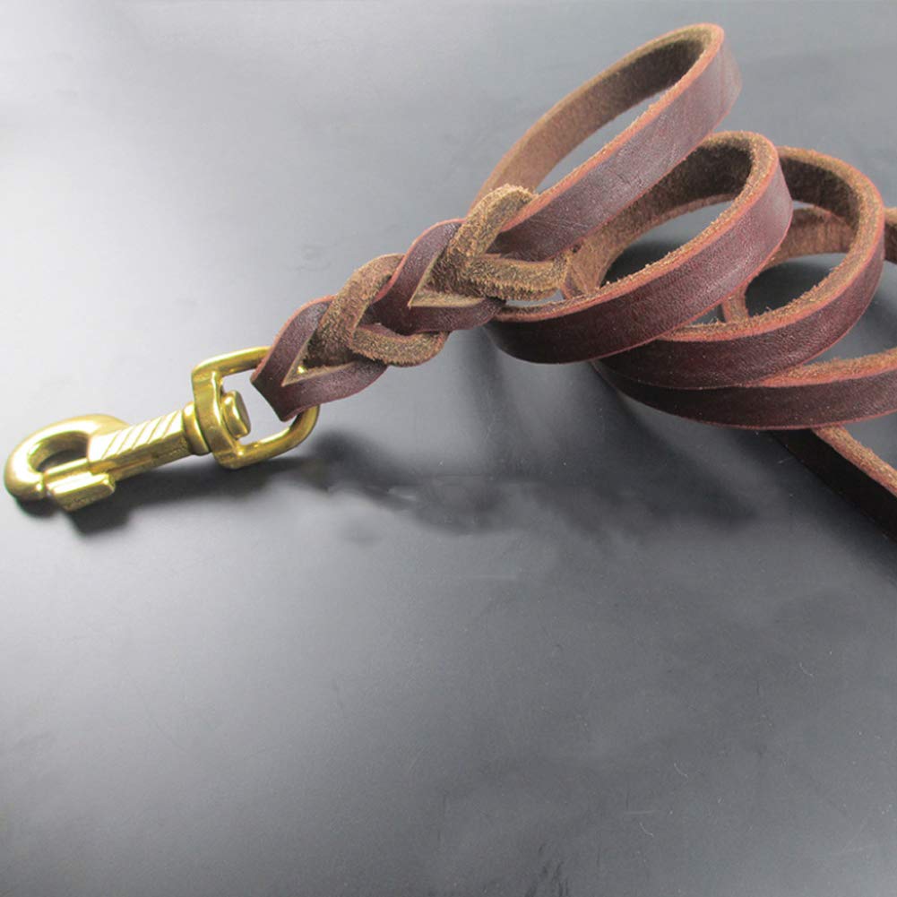 Correa Trenzada de Cuero Cadena de Correa para Caminar para Mascotas Cuerda de Perro Gancho de Cobre Fuerte para Perros medianos y Grandes Marrón-Red-Brown-1.9M*1.2CM