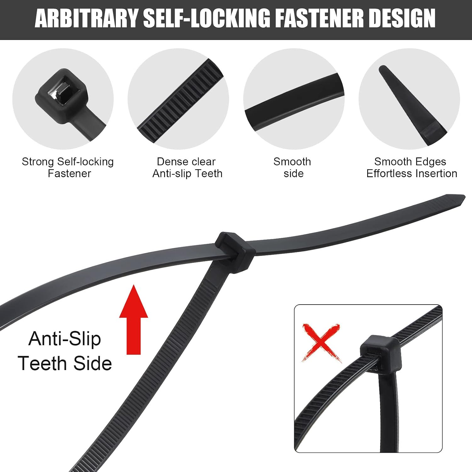 200 Pieces Large Cable Ties 24 Inch Heavy Duty Nylon Zip Ties with 175 Pounds Tensile Strength Self Locking UV Resistant for Indoor and Outdoor Use(Black)