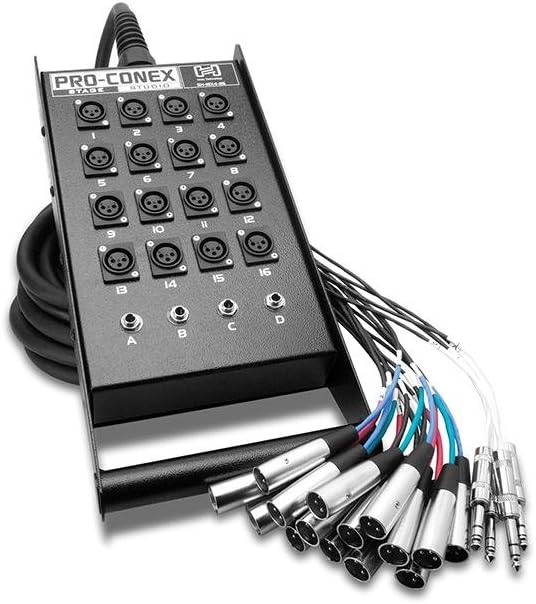 SH-16X4-25 Pro-Conex Stage Box Snake, Hosa 16 x XLR Sends and 4 x 1/4" TRS Returns, 25 Feet