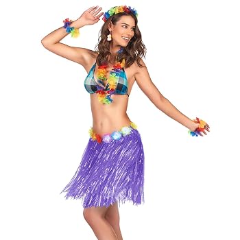 Jupe Hawaïenne Aomig Avec Accessoires - Déguisement Fête Plage Été