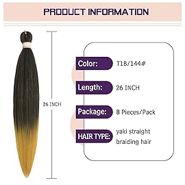 Beyond Beauty Braiding Hair pre stretched, Braids Synthetic Fiber Ombre Yaki Texture, Natural Easy Twist Braids Crochet Hair Hot Water Setting hair extensions