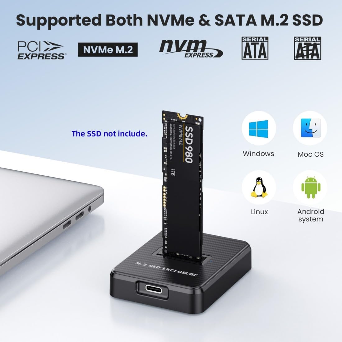 ChenYang Lector SSD M.2 NVME/SATA, USB 3.0/3.2 Gen 2 10Gbps Desktop M.2 adaptador carcasa SSD con chipset RTL9210B
