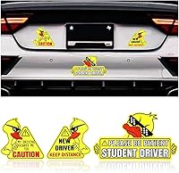 Vista 1 de Paquete de 3 calcomanías para coche, diseño de pato, letrero de conductor estudiante con texto en inglés "Keep Distance Be Patient