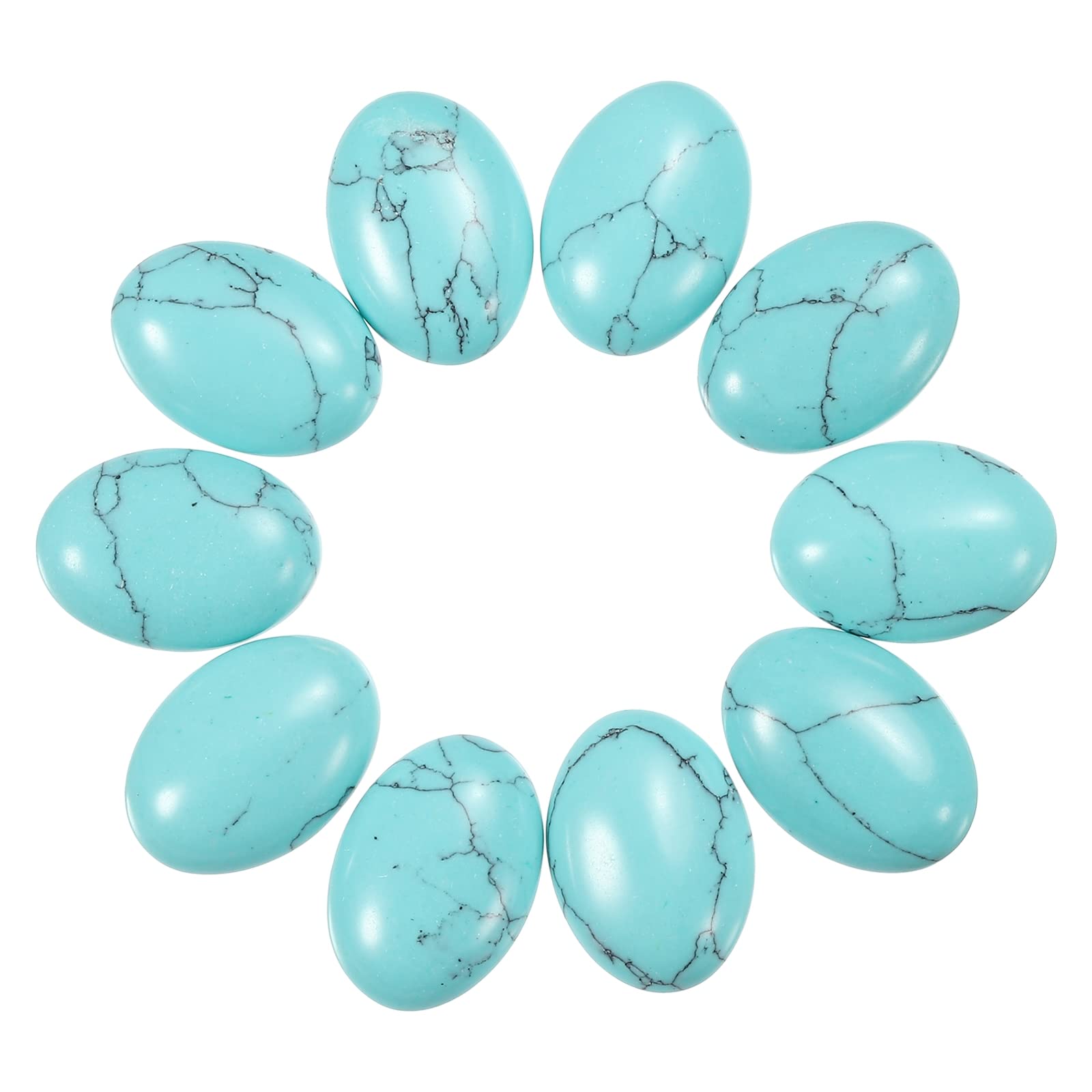 MECCANIXITY Flat Oval Stone,Oval Cabochons Stones 18mm x 13mm Natural Stone Cabochons for Jewelry Making DIY Photo Frame Home Decor (Pack of 10, Turquoise)