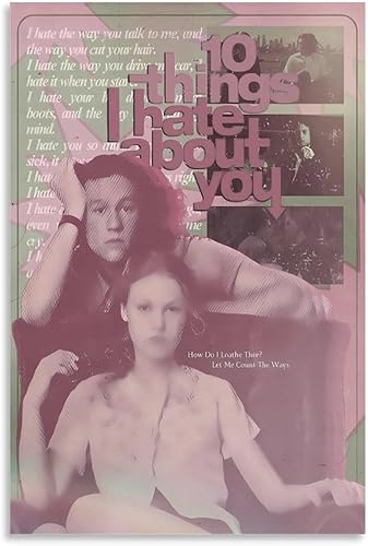 LRefiozas Single Hanging Picture 10 Things I Hate About You Canvas Poster - Retro 90s Romance Comedy Movie Art Print Home Decor for Bedroom Living