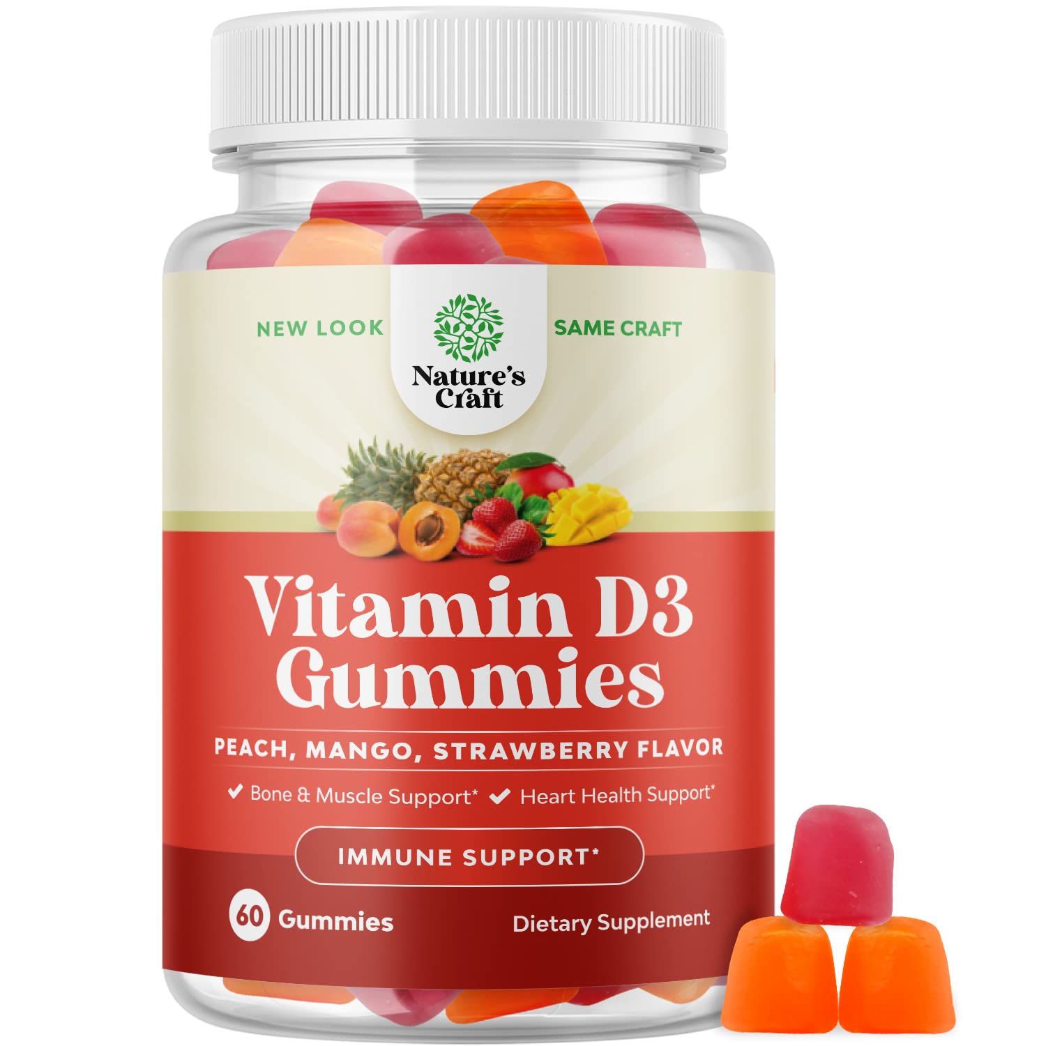 Vitamin D3 Immune Support Gummies - Vitamin D 2000 IU Adult Gummy Vitamins for Bone Strength Heart Health and Immune Syste...