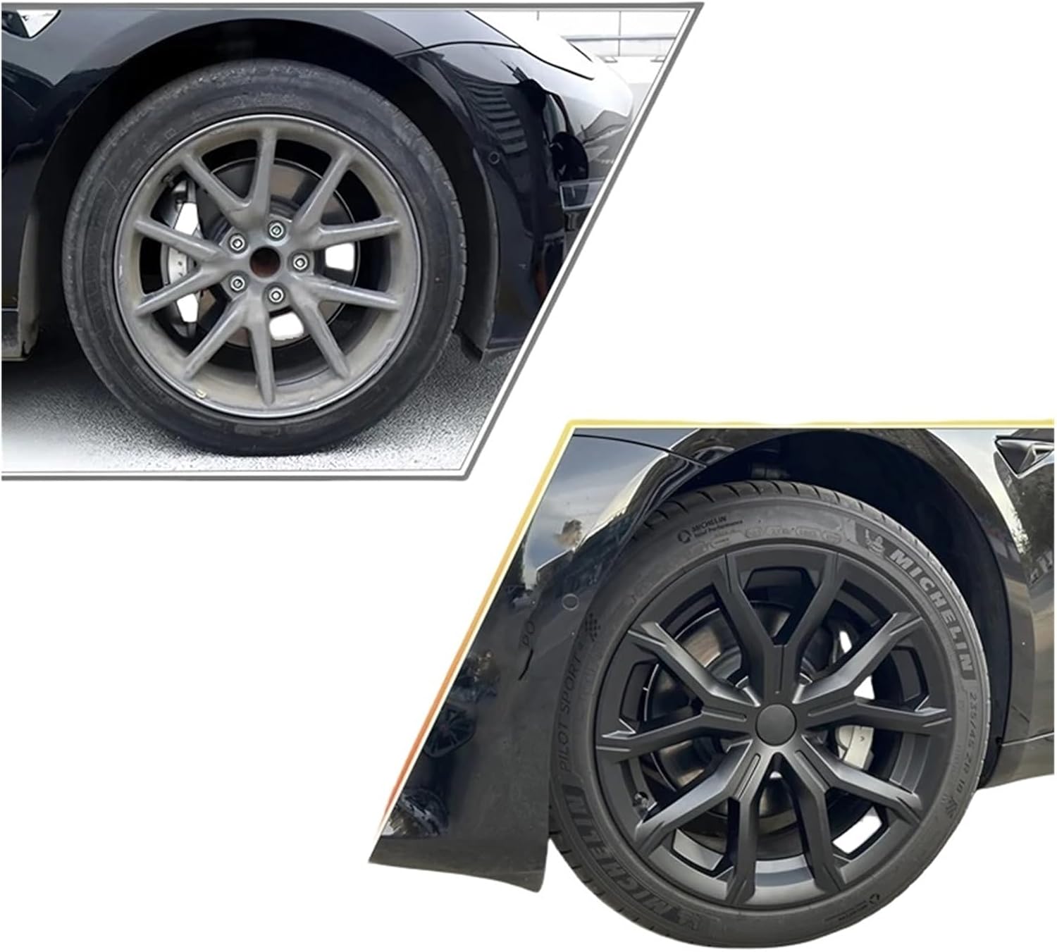 4PCS HubCap Compatible for Tesla Model 3 18 Inch Wheel Cap Automobile Hub Cap Full Rim Car Replacement Cover Accessories Wheel Parts 2023