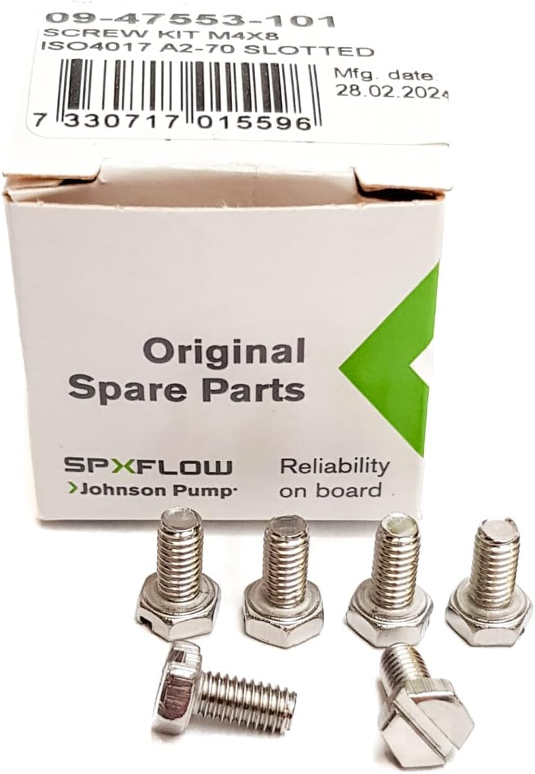 Johnson Pump 09-47553-101 Screw Kit – M4x8 Screws for F35, F4, and F46 Pumps – 6-Pack