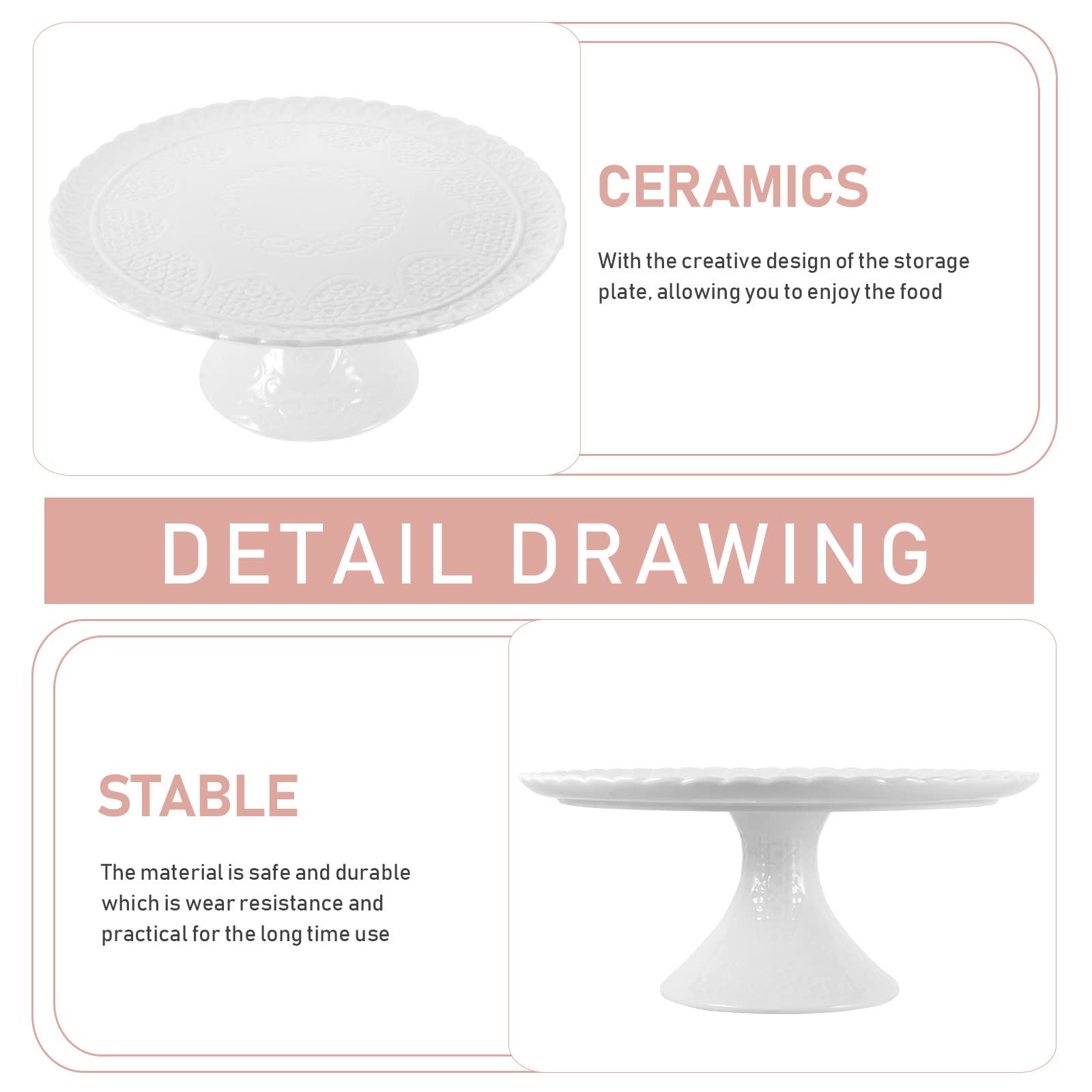 Zerodeko Alzata per Torta in Ceramica Bianca, Design Semplice e Creativo | Servizio Pratico per Banchetti e Feste, Piatto da Portata per Dolci e Snack, Stile Essenziale