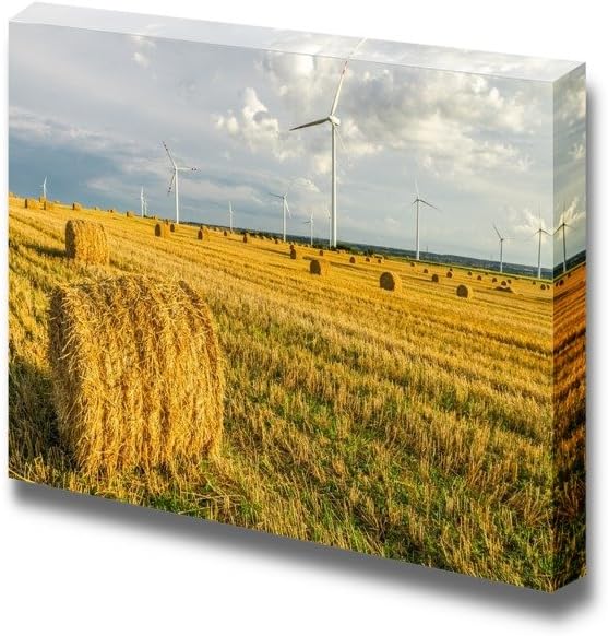 Canvas Prints Wall Art - Windmill on The Field in Summer | Modern Wall Decor/Home Art Stretched Gallery Canvas Wraps Giclee Print & Ready to Hang - 12" x 18"
