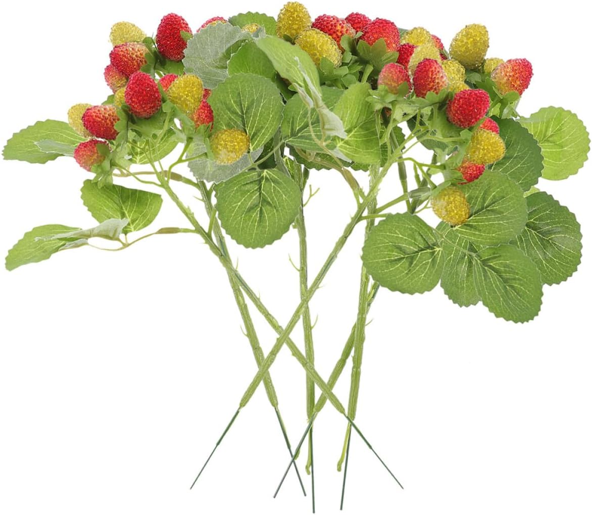 INOOMP Artificial Waxberries Fruits Simulation 9-Branch Lifelike Waxberry Stem Red Green Artificial Fruits Home Décor Photo Prop Party Table Decoration 6pcs