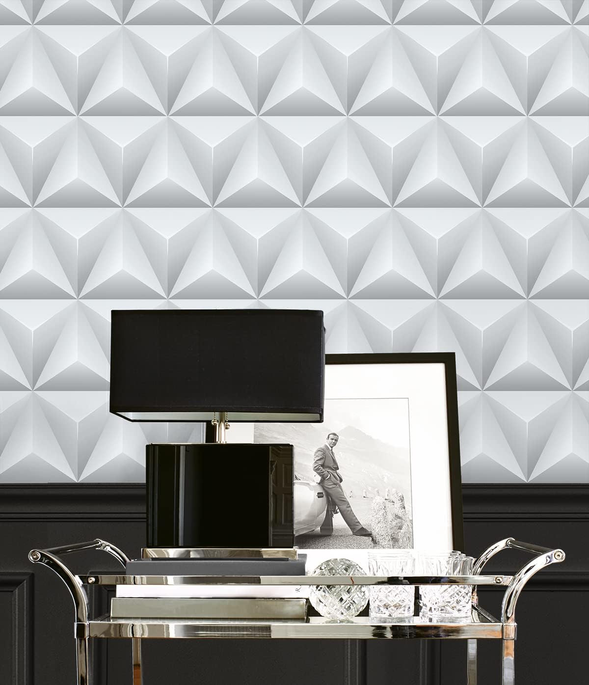 NextWall Faux Triangle Origami Peel and Stick Wallpaper