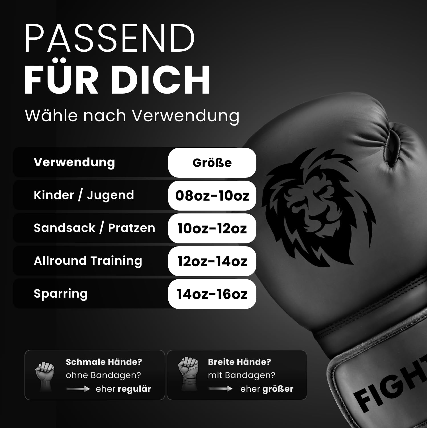 FIGHTR® Boxhandschuhe - Maximaler Schutz & Stabilität | Box Handschuhe für Boxen, MMA, Muay Thai & Kickboxen | Größen 8-16 oz, inkl. Tragetasche