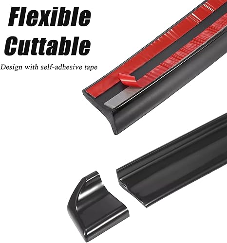 Vista 4 de TuTuYa Juego de alerón para maletero de coche negro brillante, 1.5m/4.9ft Kit de alerón universal, barra de goma para alerón, aleta trasera, aleta