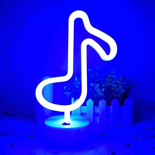 Miniatura 5 de Letrero de neón de flamenco y nota musical, paquete de 2 letreros de neón de soporte, regalos de flamenco rosa y luces de notas musicales, luz de