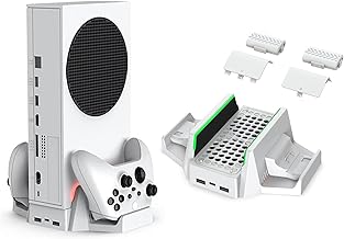 Cooling Stand & Charging Station for Xbox Series S, Dual Charging Dock with 2 X 1400mAH Rechargeable Battery Pack，Dual Cooling Fan 3 Level Adjustable Speed with LED Indicator