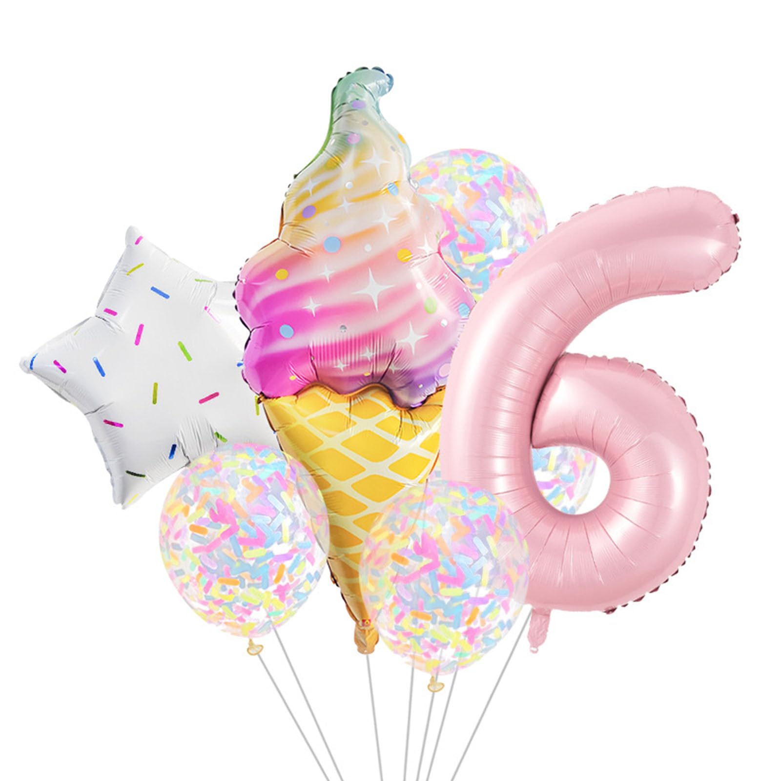 Tsophreniq Sweet Theme Foil Balloons Set with Ice Cream and Star for Fun Celebrations Ice Cream Foil Balloon