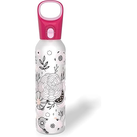 Pyrex Color-Changing Floral Pink Glass Water Bottle