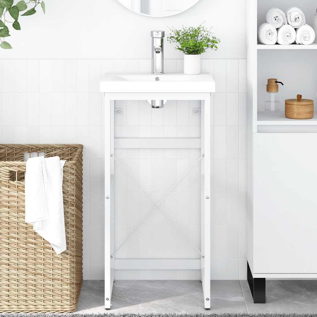 Struttura per Lavabo da Bagno Bianca 40x38x83 cm in Ferro