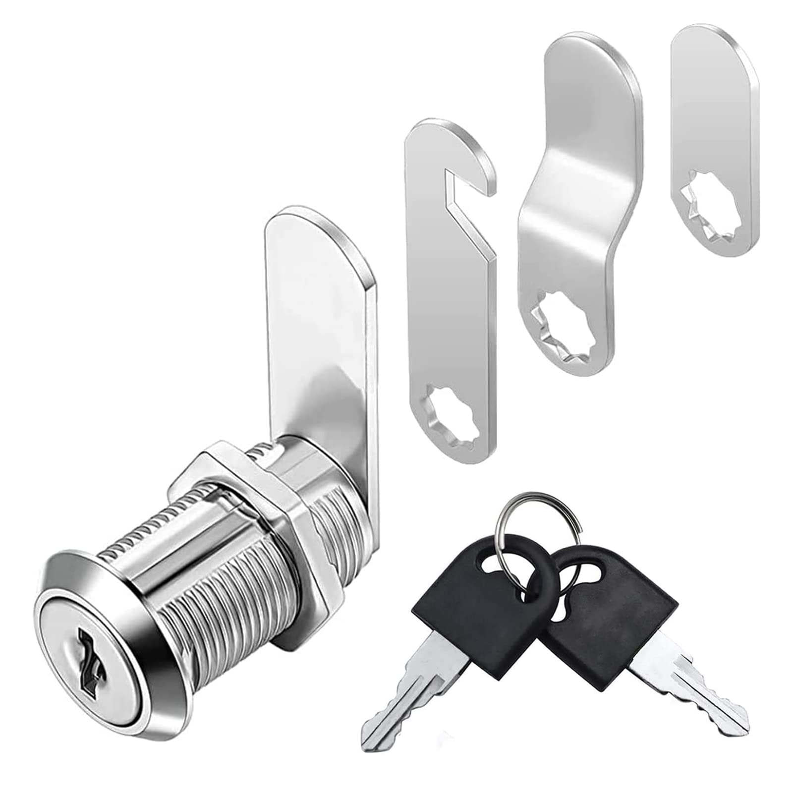 Cerradura de buzón 16/20/25/30 mm, 18 mm de diámetro con 2 llaves, 4 placas de cerradura diferentes. para buzones, cerradura de armario, cerradura de muebles, cerradura de spint, cerradura de cajón