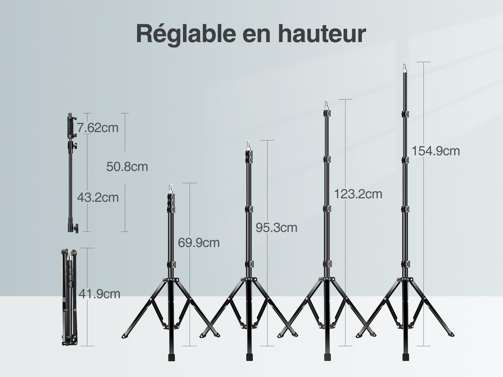 Elitehood Trépied Smartphone Portable 205 cm Haut, Trépied Flexible iPhone