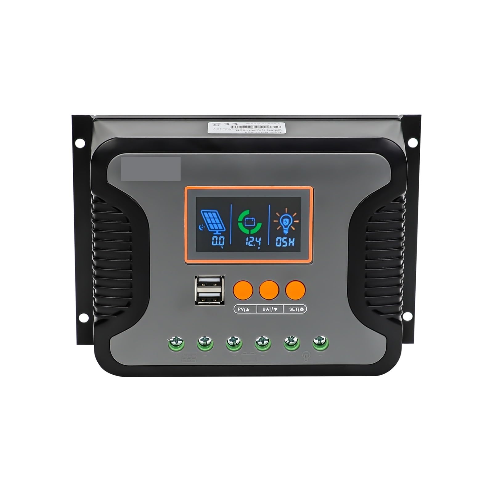 Kontroler słoneczny, PWM 80A 60A 30A 12V 24V 36V 48V automatyczna ładowarka słoneczna Regulator Max PV 100V 24-godzinny ustawialny czas pracy pasuje do systemu oświetlenia i RV(30A)