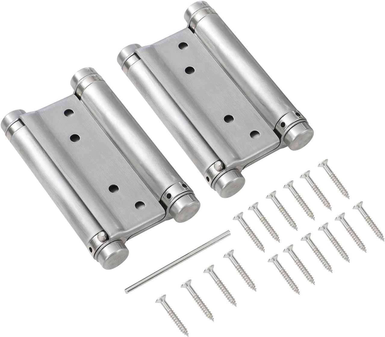 KATSU Double Action Spring Hinges 3" 75mm, 1 Pair with Screws Stainless Steel Dual Swinging Door Hinges for Saloon Cafe Kitchen Internal and External Doors 54611030