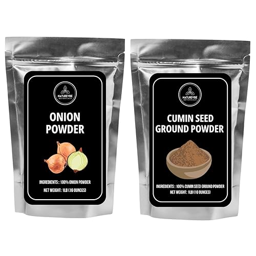 Naturevibe Botanicals Cebolla en polvo de 1 libra y semilla de comino en polvo de 1 libra Combo de especias