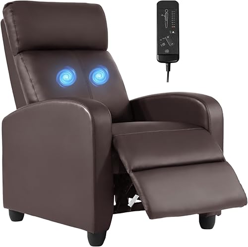 Miniatura 11 de Silla reclinable para sala de estar, sofá reclinable individual para cine en casa, sofá de descanso con asiento acolchado y respaldo (negro) Negro