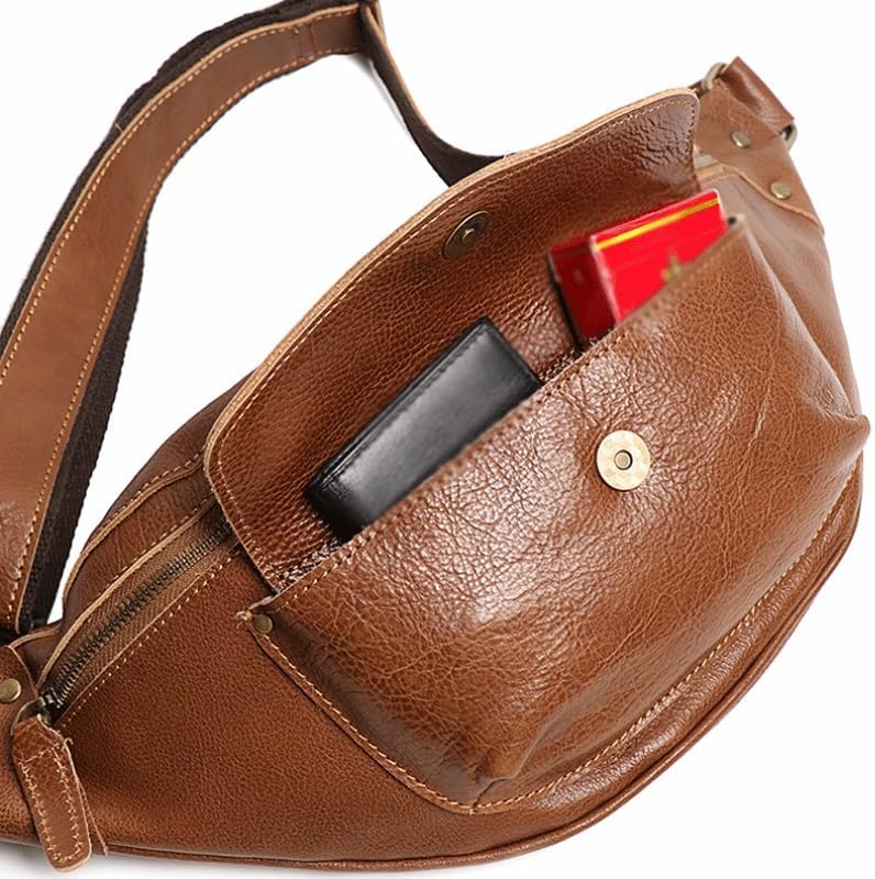 Retro Genuine Leather Men's Crossbody Bag Casual Large Capacity Cowhide Shoulder