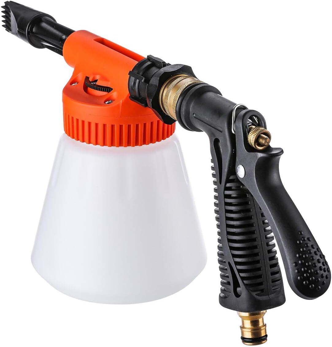 Car Foam Gun Foam and Adjustable Car Wash Sprayer with Adjustment Ratio Dial Foam Sprayer Fit Garden Hose for Car Home Cleaning and Garden Use 0.23 Gallon Bottom