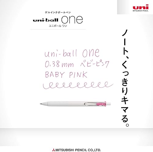 Miniatura 3 de Mitsubishi Pencil Uni-Ball One UMNS38.68 - Bolígrafos de gel, 0.01 pulgadas (0.015 in), rosa bebé, caja de 10 bolígrafos