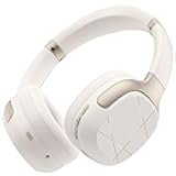 ANCAMITA Hybrid Active Noise Cancelling Headphones, Wireless Bluetooth Over Ear Headphones with Microphone, 50H Playtime, Foldable Headset for Travel, Work, PC, Gym (Wired Mode Support) - Off White