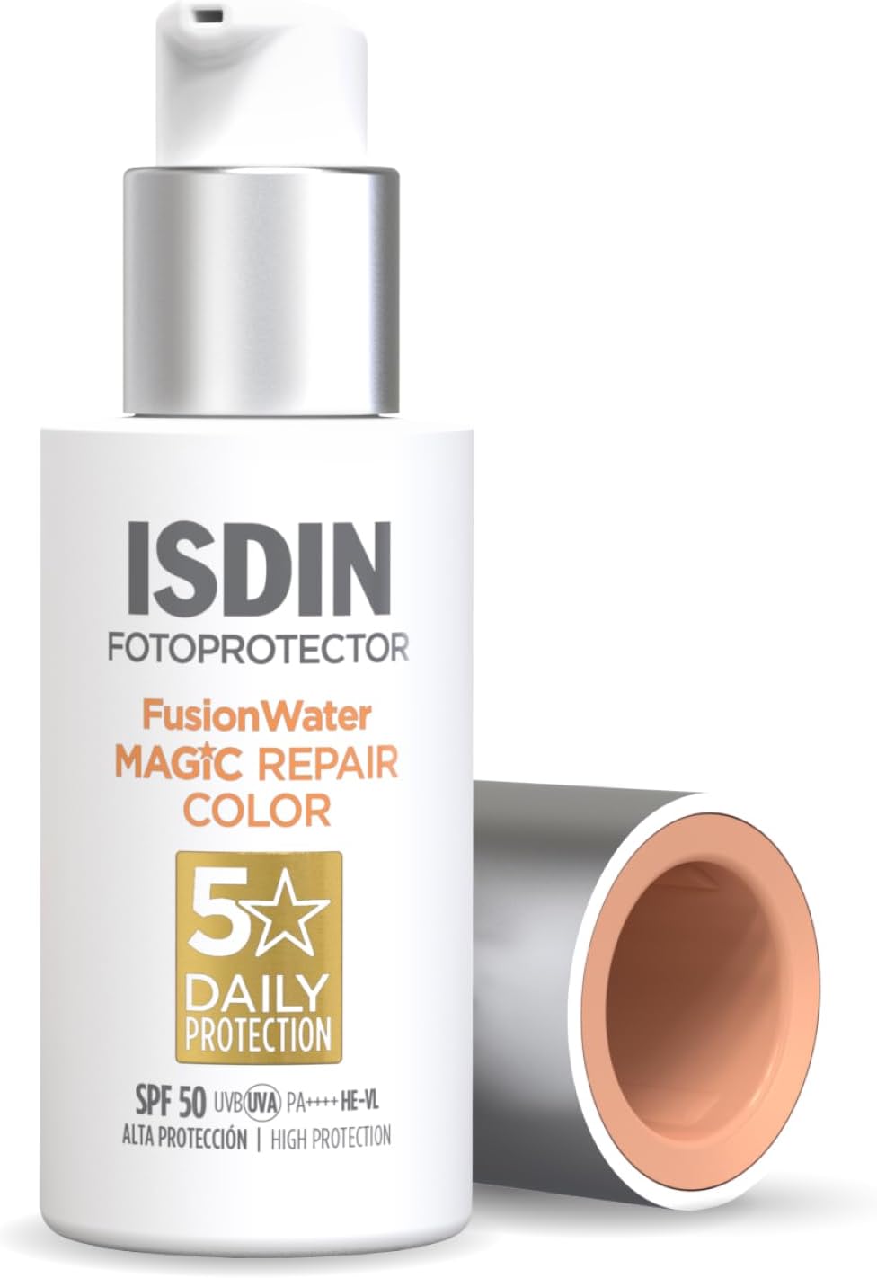 ISDIN Fusion Water MAGIC Repair SPF 50 (50ml) | Anti-ageing Triple Effect Tinted Face Sunscreen | Invisible Protection, Moisturizing, Safe-Eye Tech