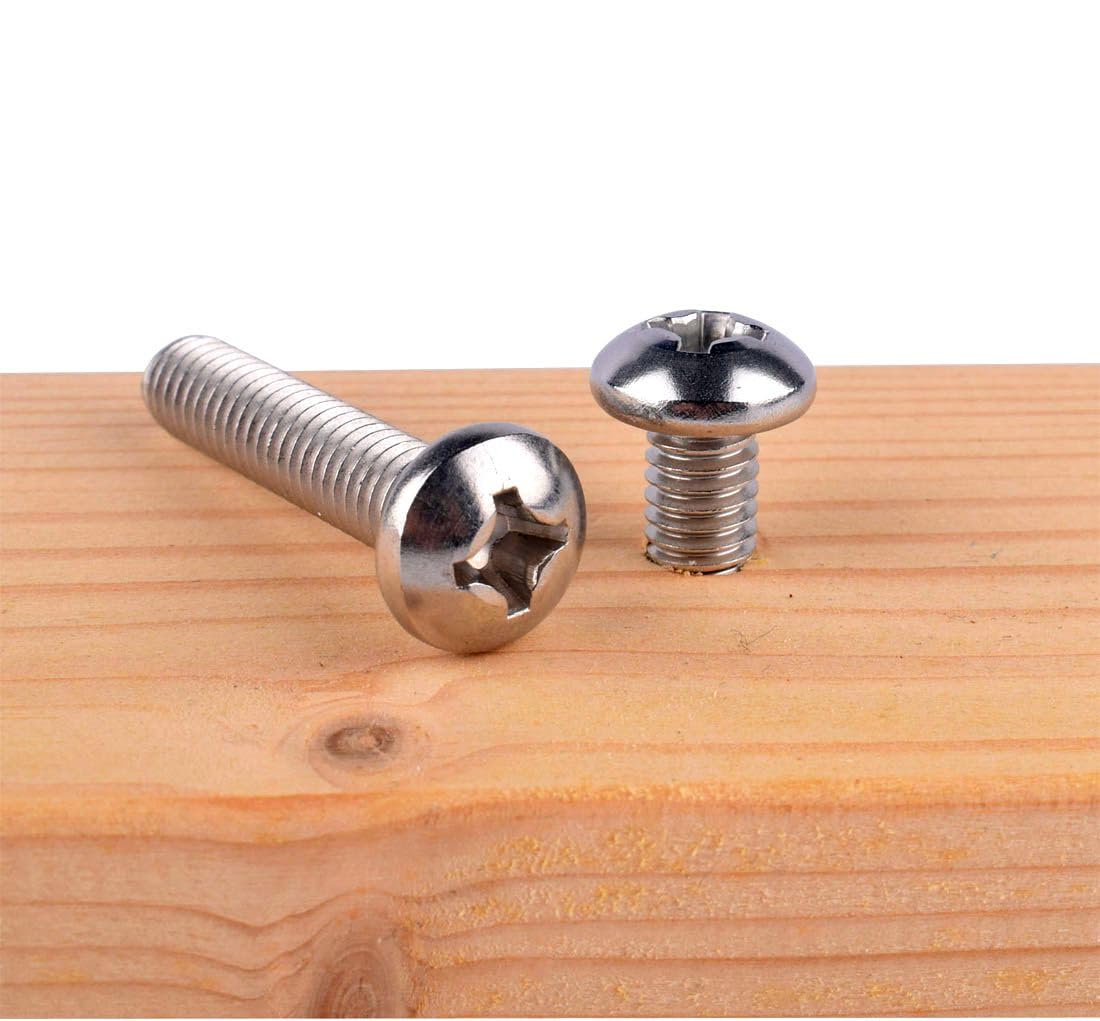 #10-32 x 1/2" Pan Head Phillips Machine Screw 304 Stainless Steel 18-8, UNF Fully Machine Thread, 40Pcs