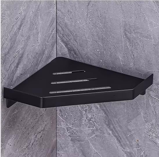 LecuSyn Bathroom Shelf Wall Mount Stainless Steel Corner Shower Caddy Shower Tripod Drill-Free Bracket