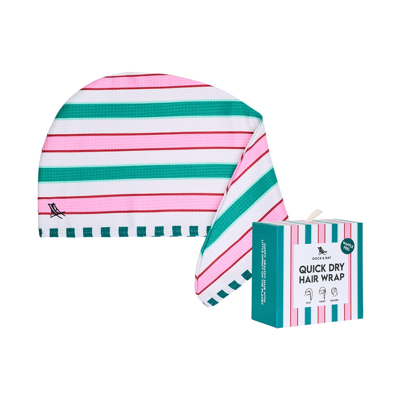 Dock & Bay Turban Hair Towel - For Home & the Beach - Super Absorbent, Quick Dry - Watermelon Spritz