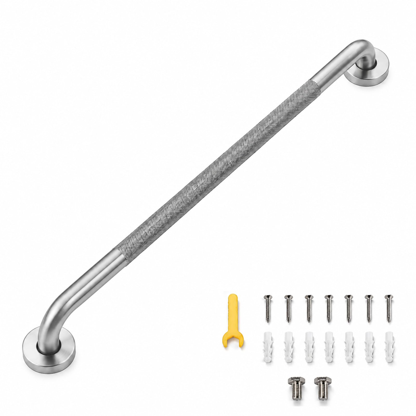 32 Inch Shower Grab Bar, Brushed Nickel Anti-Slip Bathroom Grab Bar with Knurled Grip, Stainless Steel Safety Handrail for Toilet Bathtub, Shower Handle Handicap Bars for Senior, Elderly, Pregnant