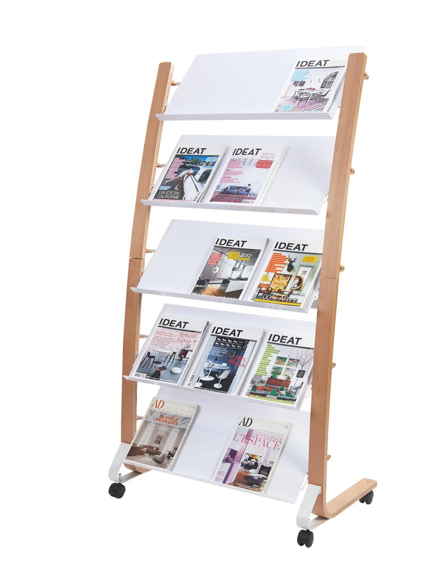 Alba Mobile Wooden Floor Stand 5 x 3 Compartments A4 Format Literature