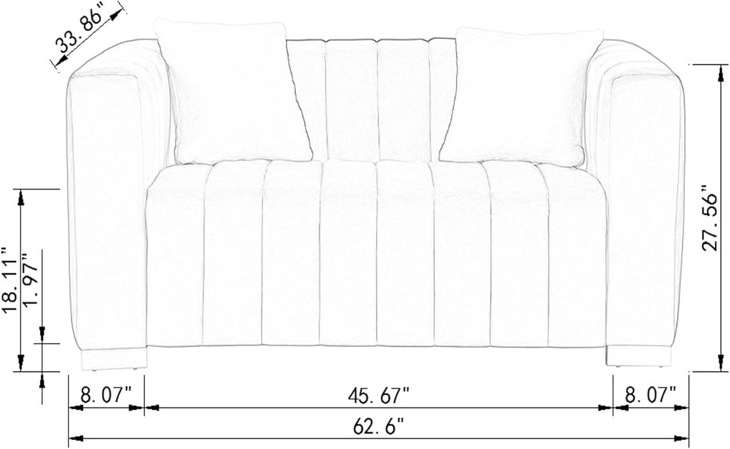 62.6'' Chesterfield Sofa Loveseat Couch for Living Room, Modern Velvet 2-seat Upholstered Sofa Couch with Pillows and Strong Gold Metal Legs for Apartment Bedroom Dorm Office - Black